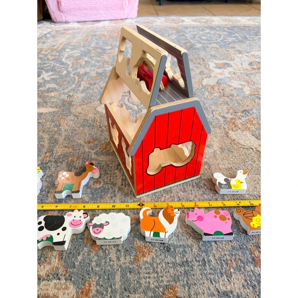 Melissa & Doug Take Along Wooden Shape Sorting Barn Toy